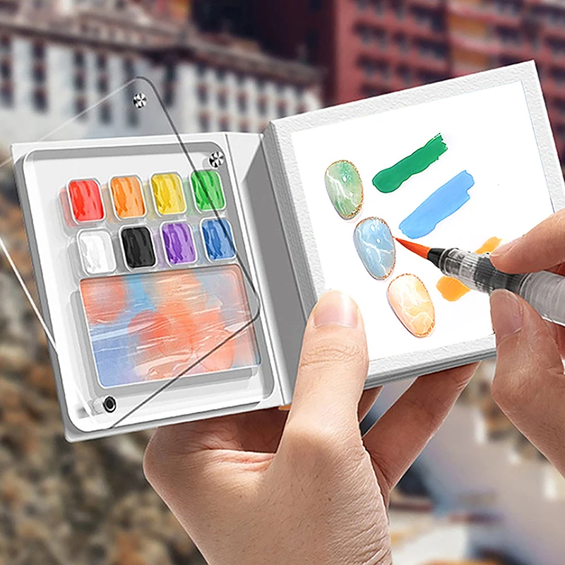 Painting Practice Paper Board Outdoor Travel Sketching Mini Pocket Watercolor Book Portable Mixing Palette Papers Drawing Tool ﻿
