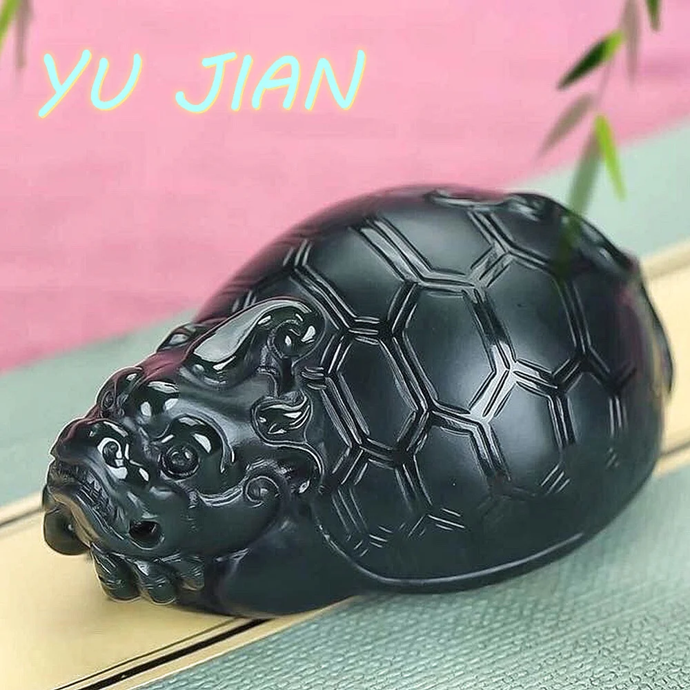 New Traditional Chinese Craftsmanship Hetian Jade Necklace Holy Beast Dragon Tortoise Handle Ornaments Pendant Fine Jewelry