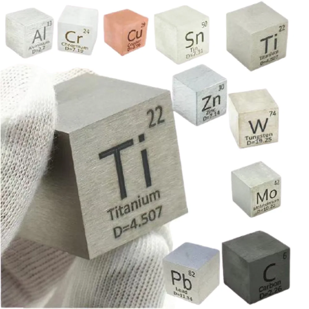 

1 Inch Element Cube 25.4mm Metal Density Cubes for Periodic Table Collection Copper Lead Bi Tin Al Titanium Tungsten Mo C Ni