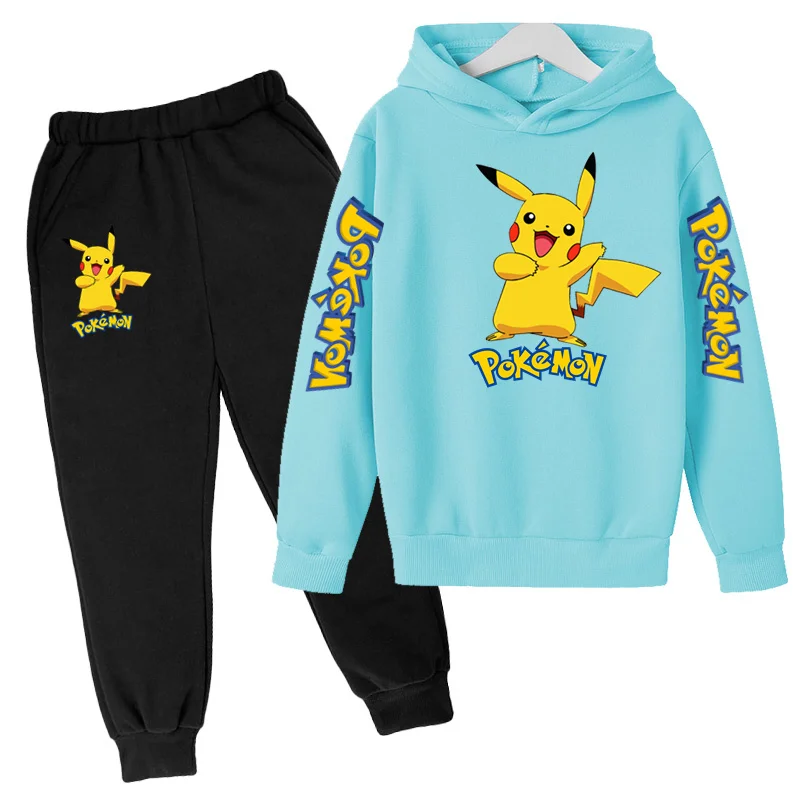 Neues Kinder-Sportoutfit-Set - Kapuzenjacke + lange Hose mit Cartoon-Mustern, lässige, lockere Passform, geeignet für Jungen und Mädchen im Alter von 3 bis 13 Jahren. – Detail 11