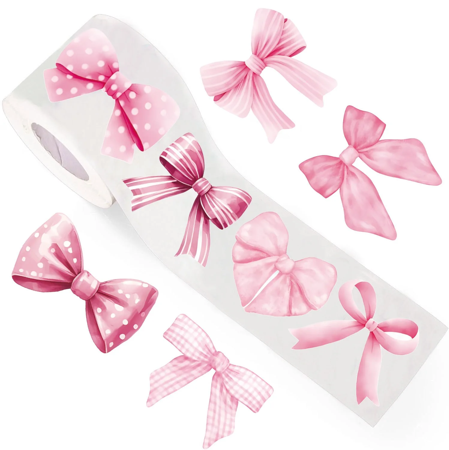 500pcs/roll Pink Bow Seal Stickers, Cute Gift Box Blessing Stickers, Packaging Decoration Adhesive Sticker Materials