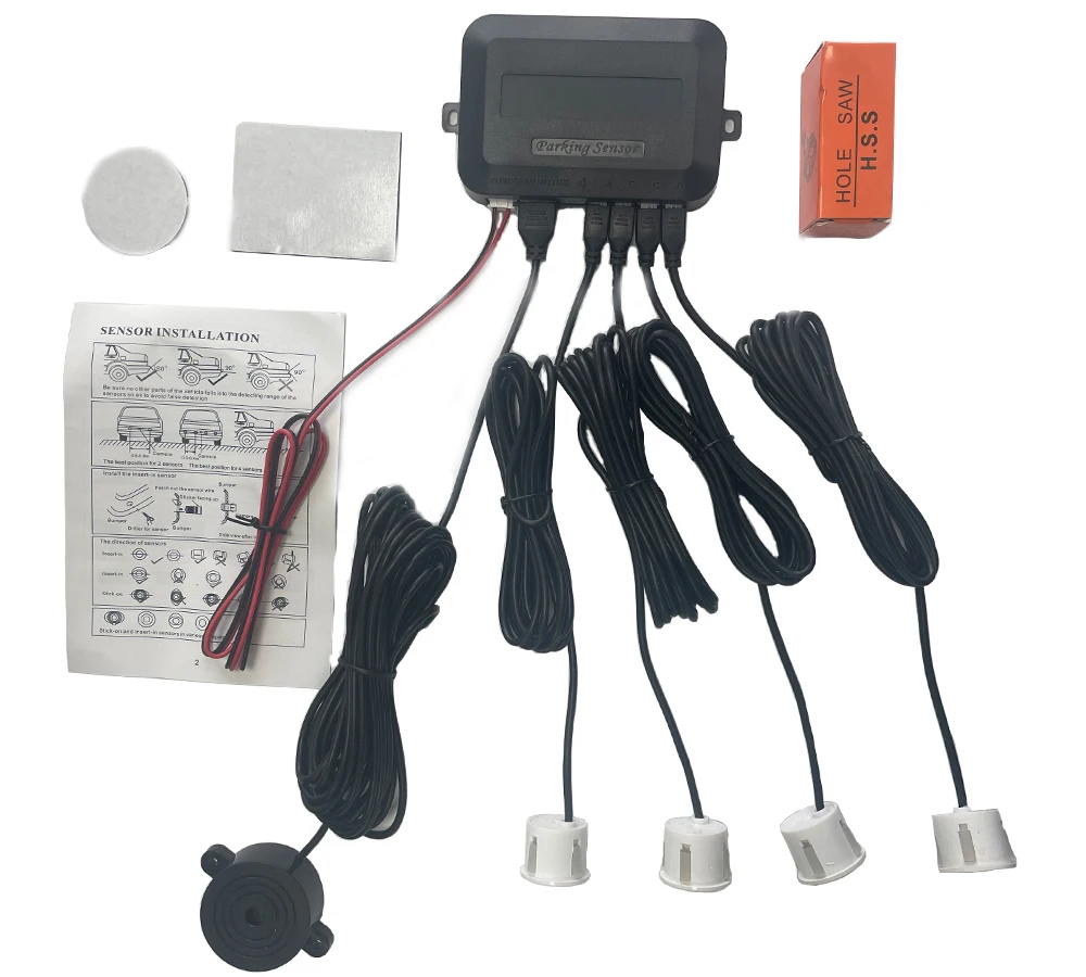 12V 22mm Car Parking Sensor Kit Universal 4 Buzzer Reverse Backup Radar Sound Alert Indicator Probe System