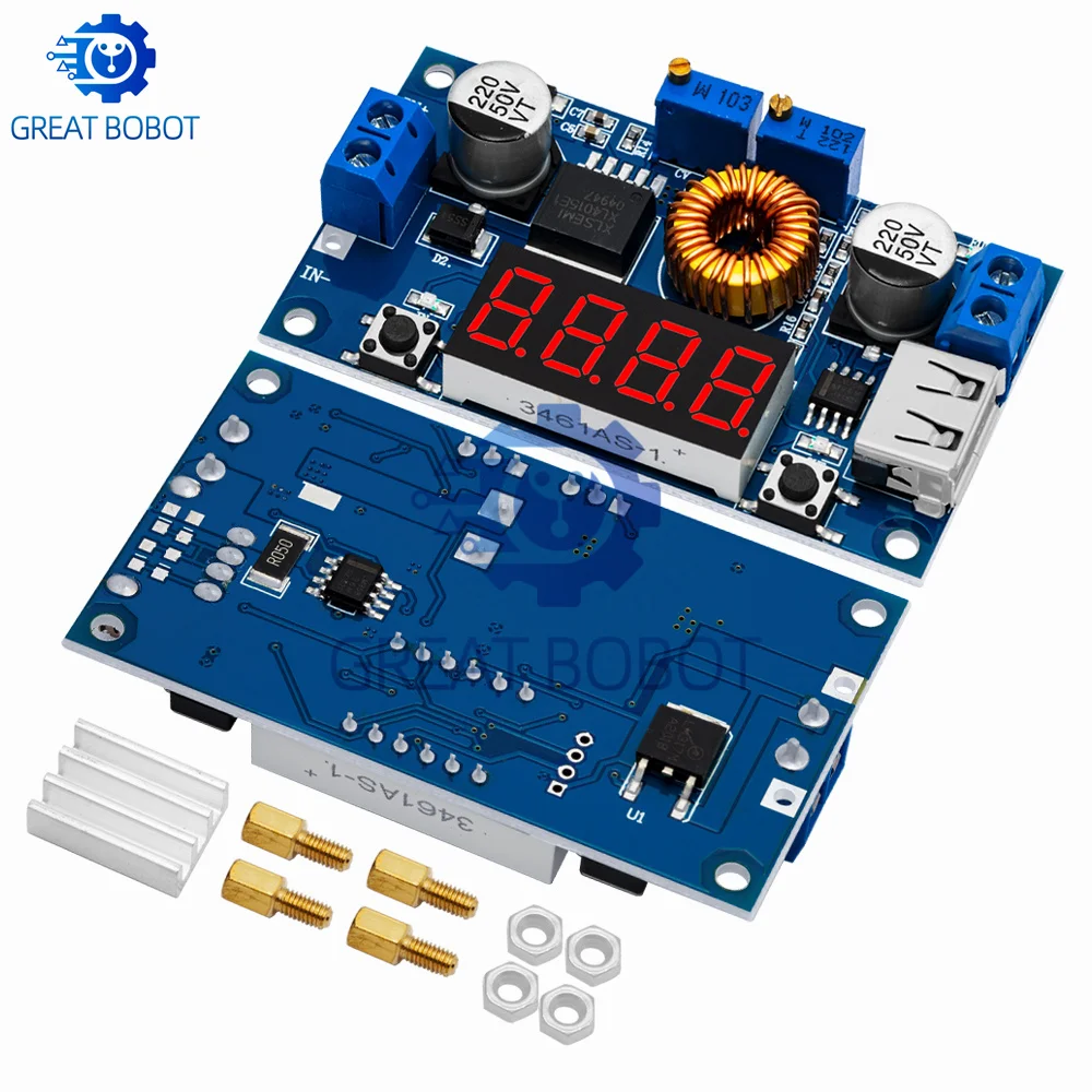 5A 75W Adjustable CC/CV Power Step - down Charge Module: LED Driver with USB Voltmeter, Ammeter &  Voltage Regulator