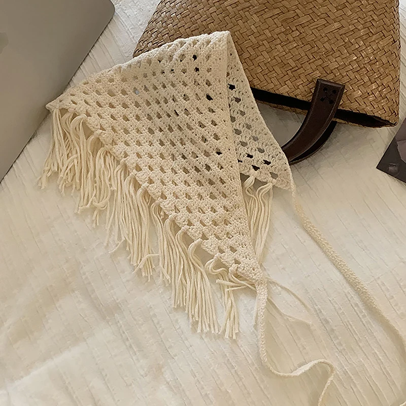 Y2K Hollow-Out Fringe Triangle Schal für Damen, Frühling, verstellbares Layering-Accessoire, vielseitiges Taillen- und Hüftwickel-Mode-Bandana – Detail 8
