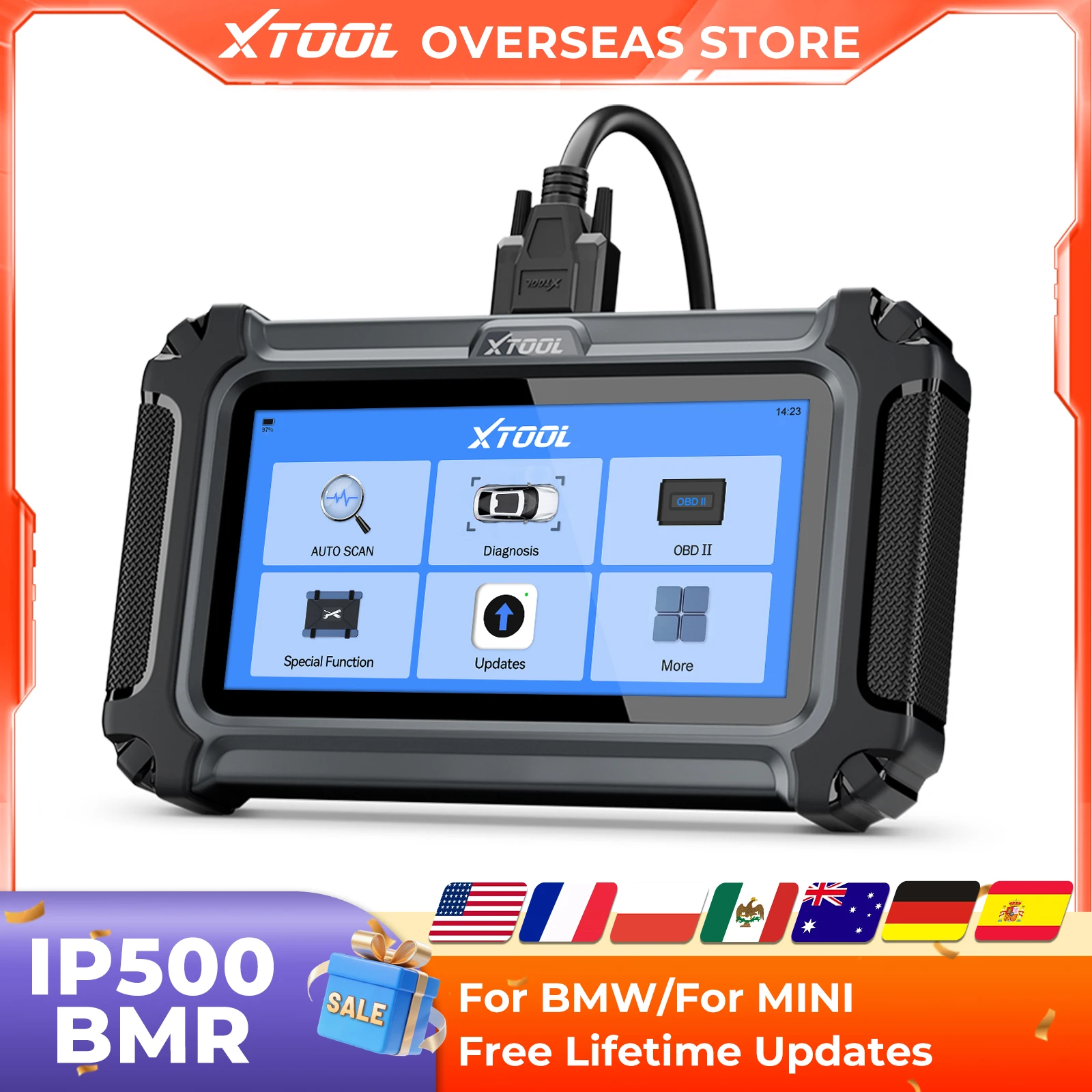XTOOL IP500 لسيارة BMW Obd2 أداة مسح ثنائية الاتجاه مع ترميز وحدة التحكم الإلكترونية 23+ إعادة تعيين خدمات حاقن الترميز تحديث مجاني مدى الحياة