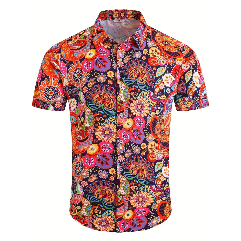 

Shirt Summer vintage Short sleeve lapel button up top Hawaiian vacation men's clothing Plus size loose You grab the shirt