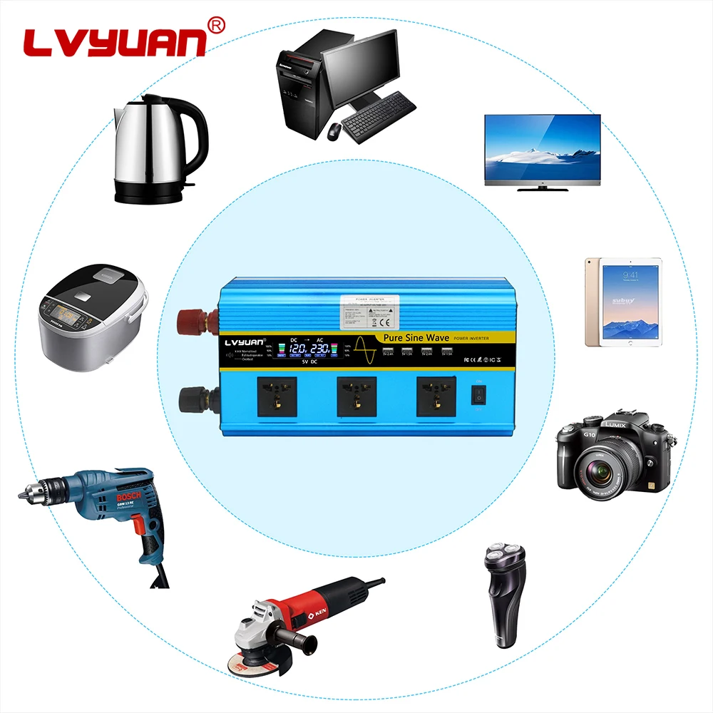 DC Ac Power 2500 Watts 5000W 12v Inverter Pure Sine Wave 12V 24V To 110V 220V 230V - view 4