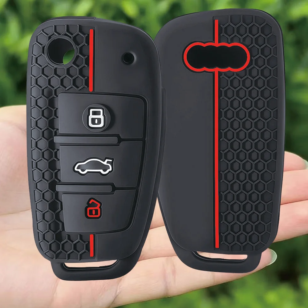 New Silicone Key Case Cover Shell for Audi A4 B7 A6 C6 4f 8v A3 8p A1 A3 Remote Key Holder Jacket Accessories Fob Accessories
