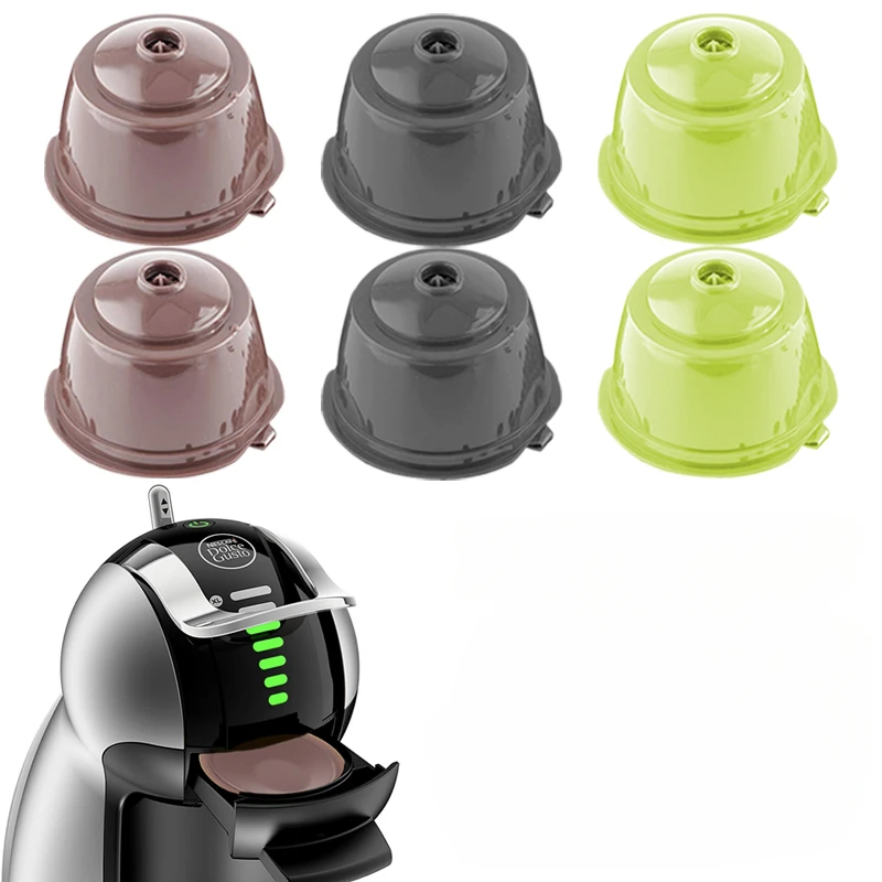 Reusable Coffee Filters Set Refillable Coffee Capsules Pods for Dolce Gusto Coffee Maker with Spoon and Cleaning Brush 2/4/6 PCS