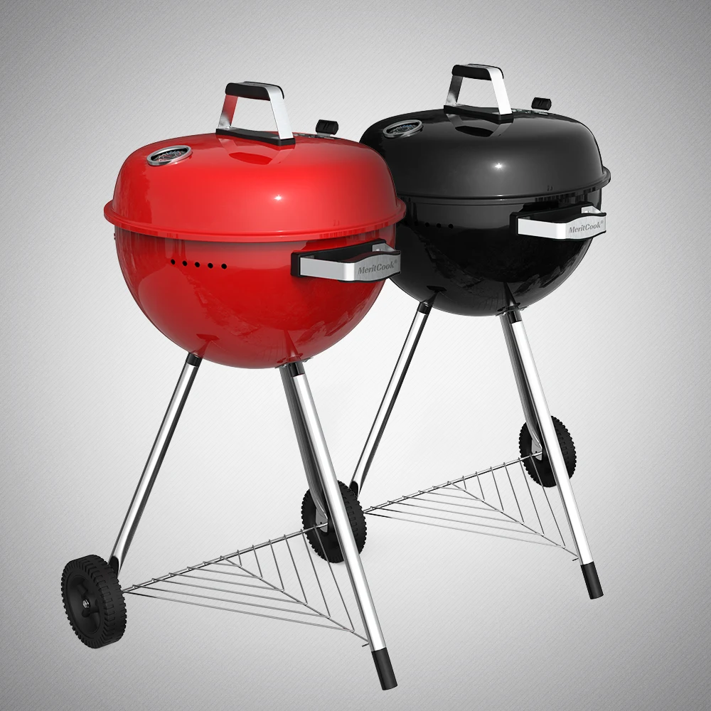 18 Inch Premium SUS304 Stainless Steel Grid Outdoor Camping Picnic Portable Trolley Shape Kettle Charcoal BBQ Grill