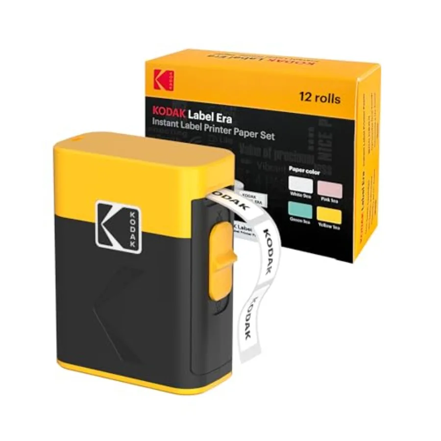 

Машина для изготовления этикеток + набор из 12 сменных картриджей, безопасный принтер для этикеток с лезвиями для офиса, школы и домашней организации, желтый