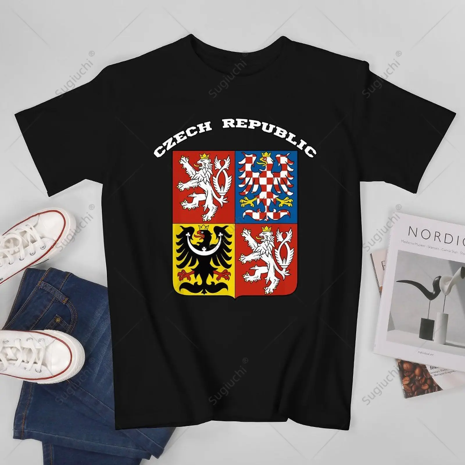 Unisex Men Czech Republic Coat of Arms Tee Flag Souvenir Prague Tshirt Tees T Shirts Women Boys 100% Cotton T-Shirt