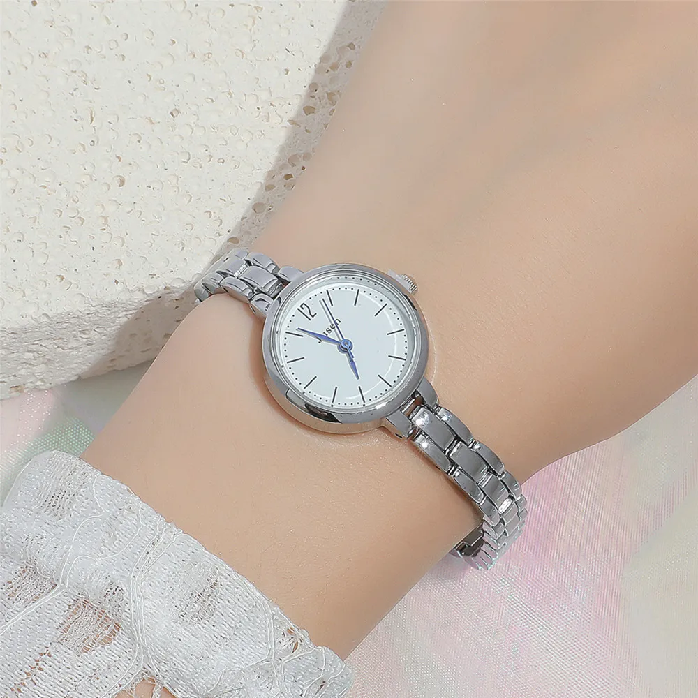 fashion small dial silver steel band quartz bracelet watch