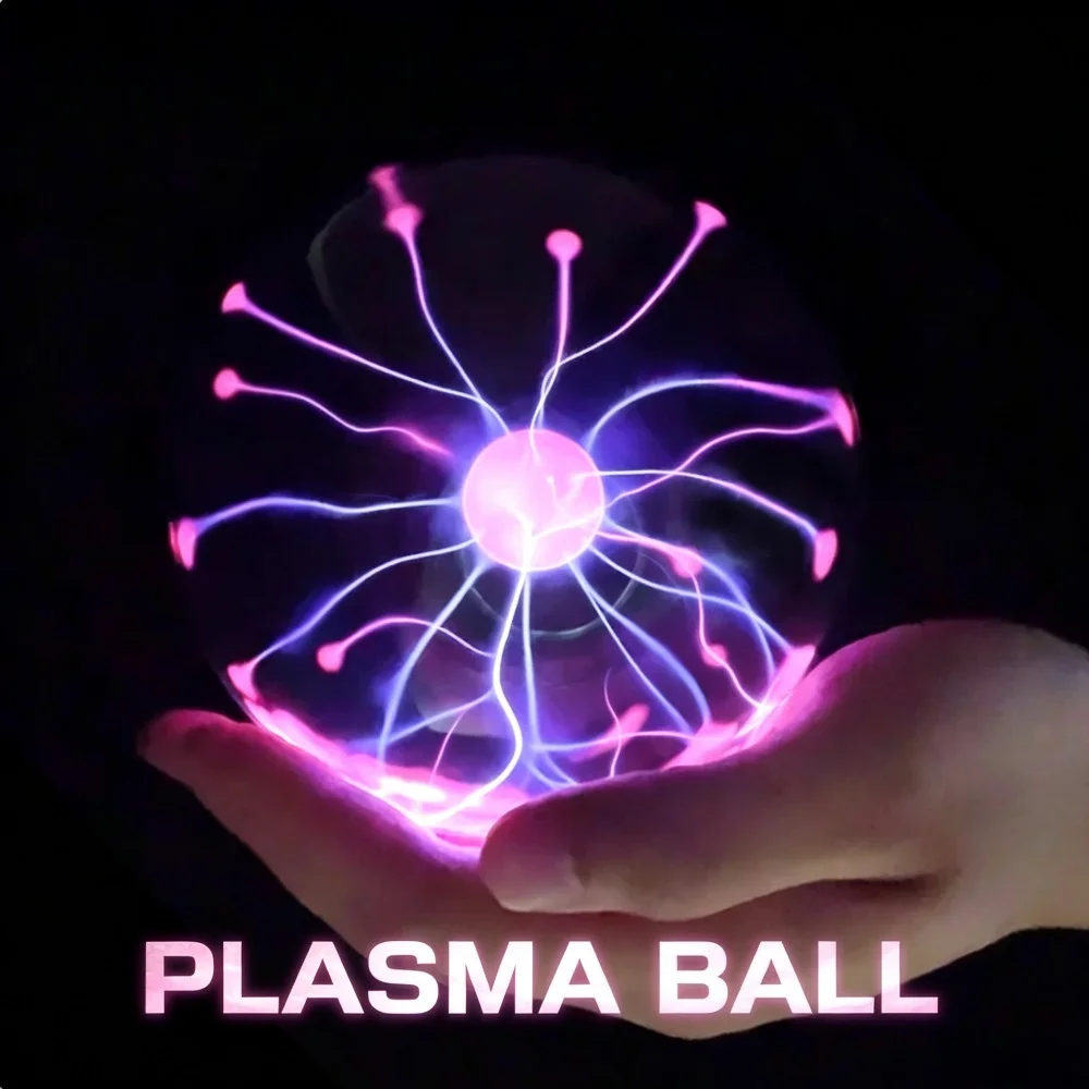 Plasma Lightning Ball Magic Tesla Lamp, Physics Experiment Educational Night Light, Indoor Glass Sphere Decor, Birthday Gift