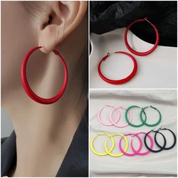 5cm Round Circle Hoop Earrings for Women Big Geometry Dangle Earrings Colorful Punk Loop Jewelry Party Accessories