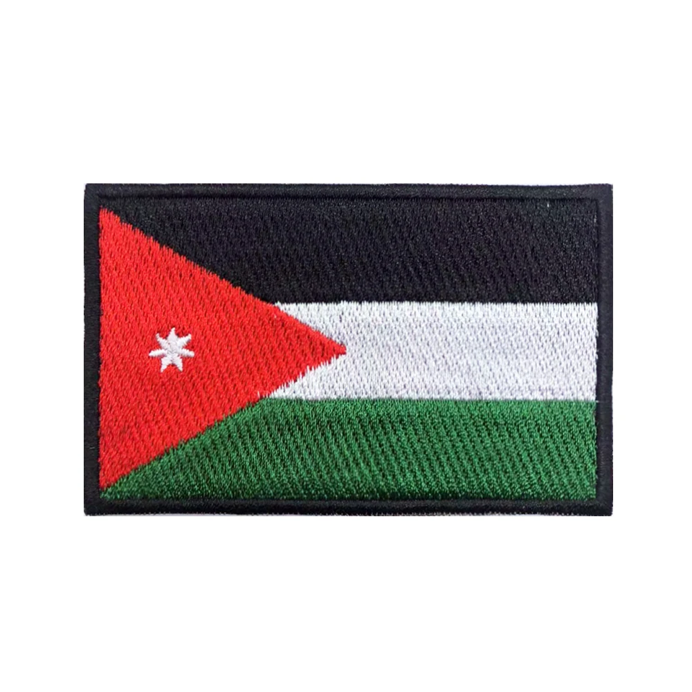 Parche bordado con la bandera de Jordan, parche bordado con gancho y lazo para planchar, insignia bordada, banda militar