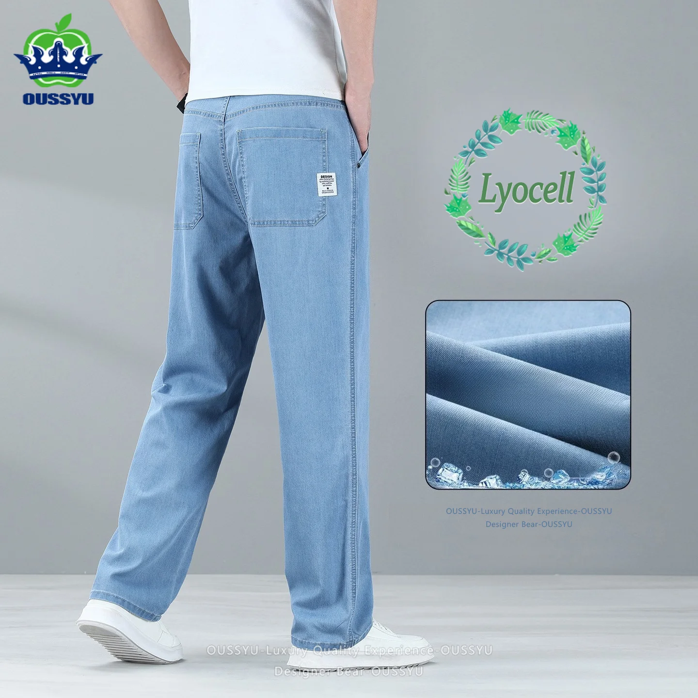 Luxury Lyocell Jeans Men Summer Thin Business Baggy Straight Casual Denim Pants Man Breathable Work Trousers Male Plus Size 40