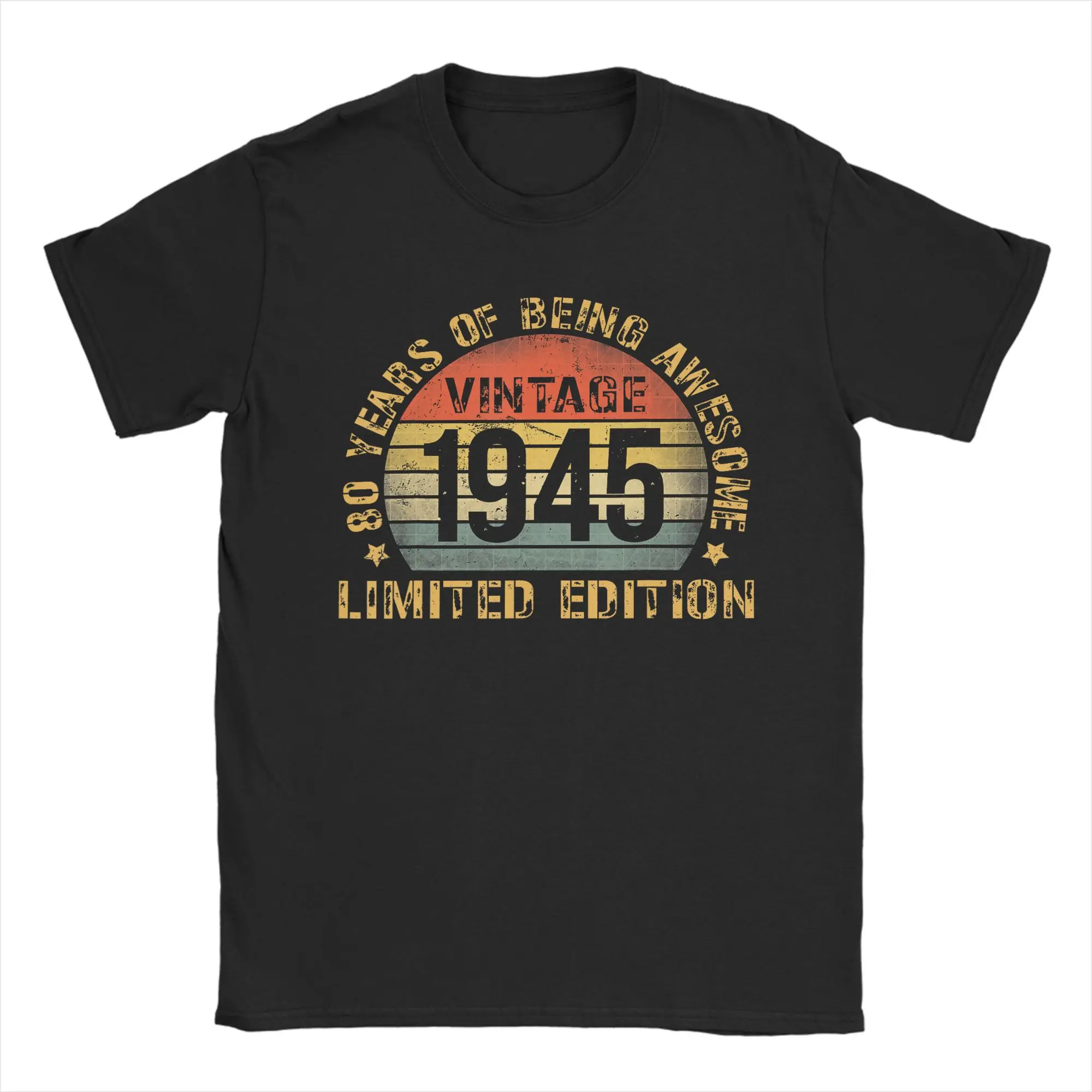 Oversized T-Shirt 80 Year Birthday Decorations Men Gag 80yr 1945 80th Birthday 100% Cotton T Shirts for Men's Summer Tops