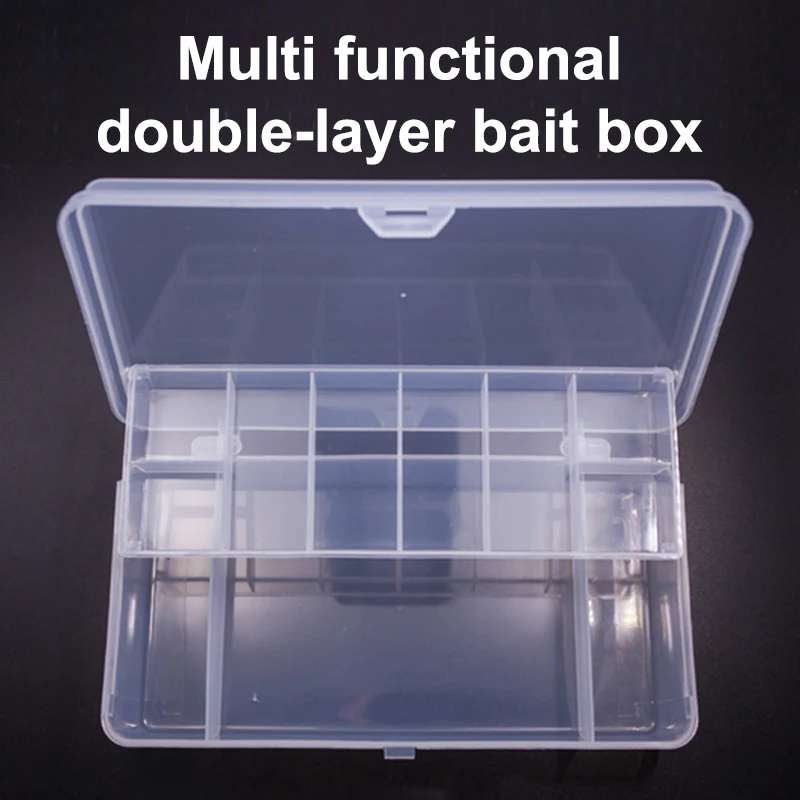 

Fishing Tackle Box Portable Fishing Double-deck Storage Case Fishing Accessories Lure Soft Bait Tool Box
