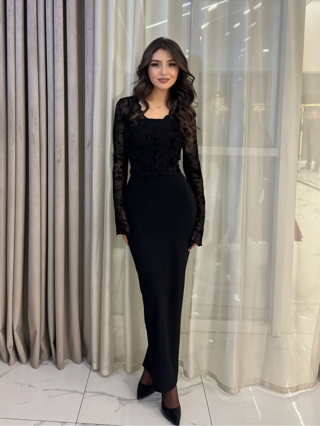 فساتين لحضور الحفلات الموسيقية بأكمام طويلة من الدانتيل 2025 حورية البحر فساتين سهرة أنيقة لحفلات الزفاف للنساء فساتين رسمية مخصصة للضيوف #2