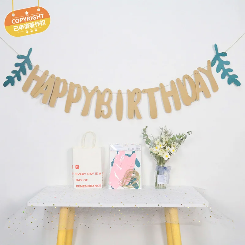 Happy Birthday Banners Glitter Paper Garland Flags Banners Party Decoration Baby Shower Photo Booth Hanging Decorations Supplies