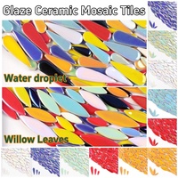 100gram/3.5oz Glaze Ceramic Mosaic Tiles Water droplet/Willow Leaves Shape Porcelain Tiles 3 Sizes Optional DIY  Mosaic Craft
