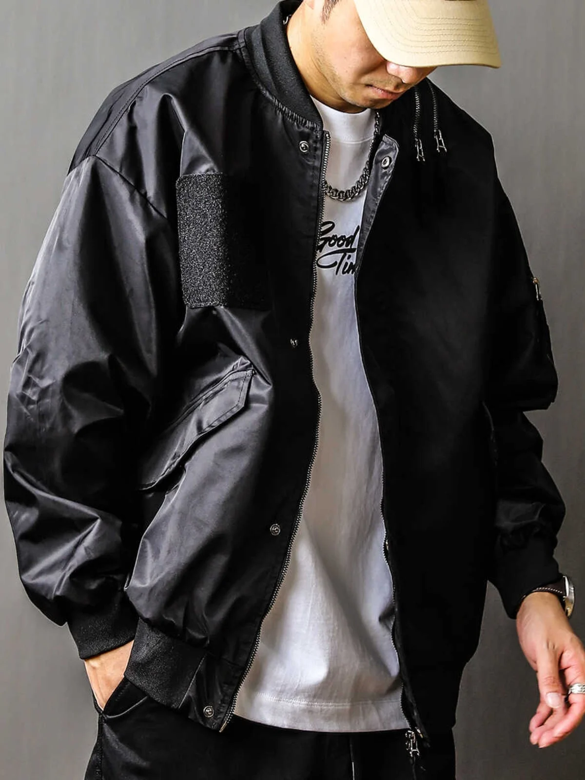 

Loose Fit American Retro Workwear Jaet Men's Color Outdoor Pilot Baseball Sle Coat Spring Autumn ex Youth Faion