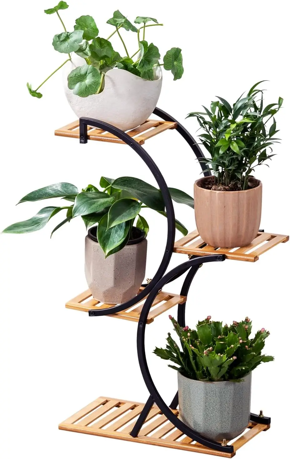 

Bamboo 4-Tier Plant Stand Rack for Indoor Outdoor Patio Garden Corner Balcony