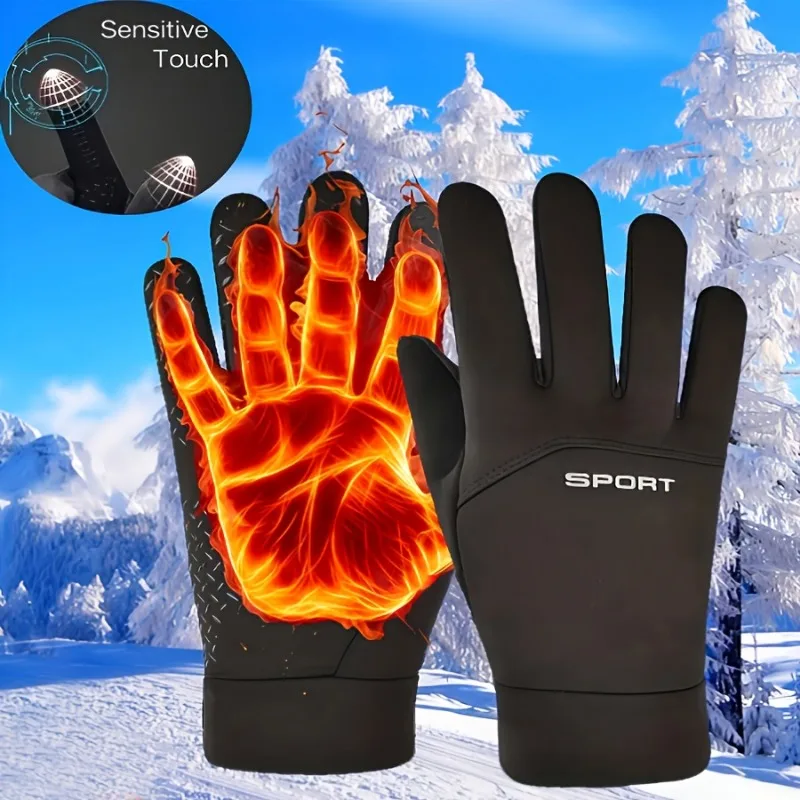 Winterwarme Touchscreen-Handschuhe für Herren, modische, winddichte und kältebeständige Fahrradhandschuhe, Outdoor-Lauf-, Wander- und Skihandschuhe für Damen