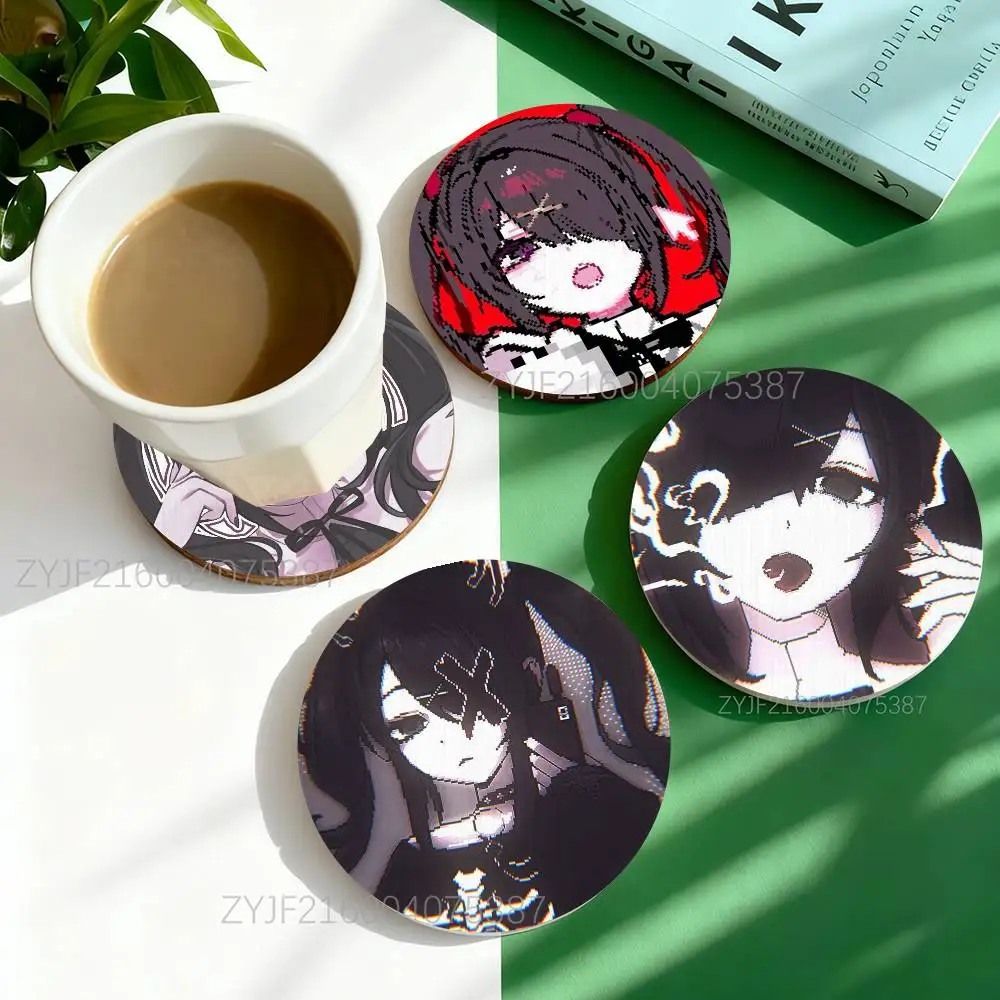 

A-Ame Chan Needy Streamer Overload Round Wooden Coasters For Cute Design Suitable for Drinks Tea,Coffee Home Perfect Gift