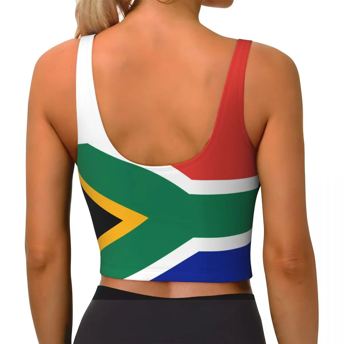 Women Sexy Sports Vest South Africa Flag Female Streetwear Sport Lingerie Tee Crop Top