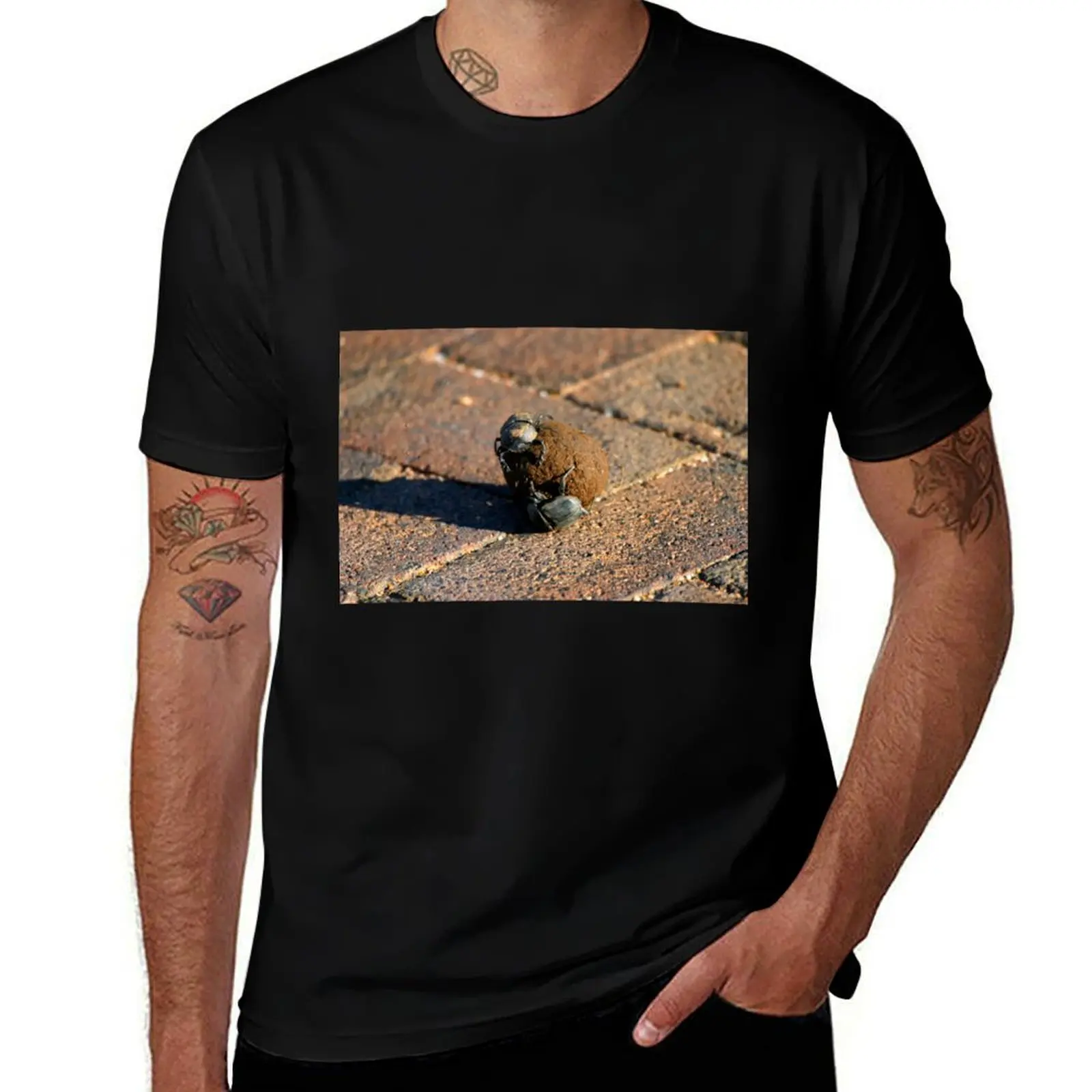 

African Dung Beetles at Work T-Shirt black cotton t-shirt plain for man package man t shirts for men T-Shirt