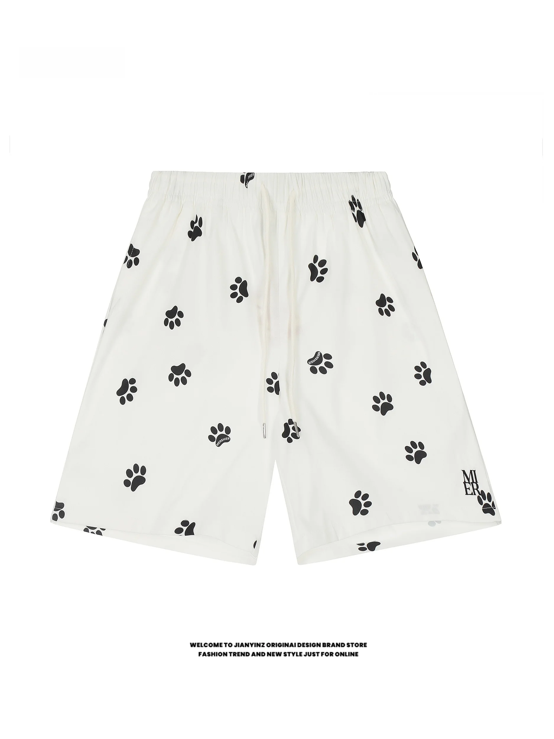 

Американские ретро милые маленькие собачьи след белые орты для мужчин и женщин летние широкие брюки прямого кроя пять четвертей повседневные orts