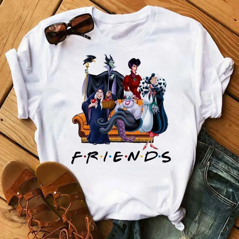 Fashion Women T-shirt Disney Villain Queen Harajuku 90s Ladies Aesthetic Friends T-shirt Kawaii Short Sleeves Oversized T Shirt