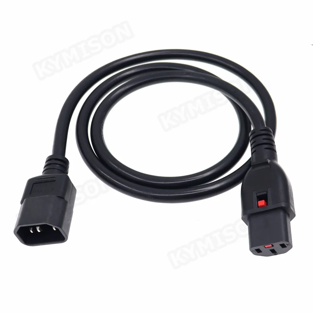 

Computer Power Cord Extension (C14 to C13 Power Cord), Heavy Duty, Locking C13 Connector, 10A, 100-250V, 3G1.5mm Wire Gauge