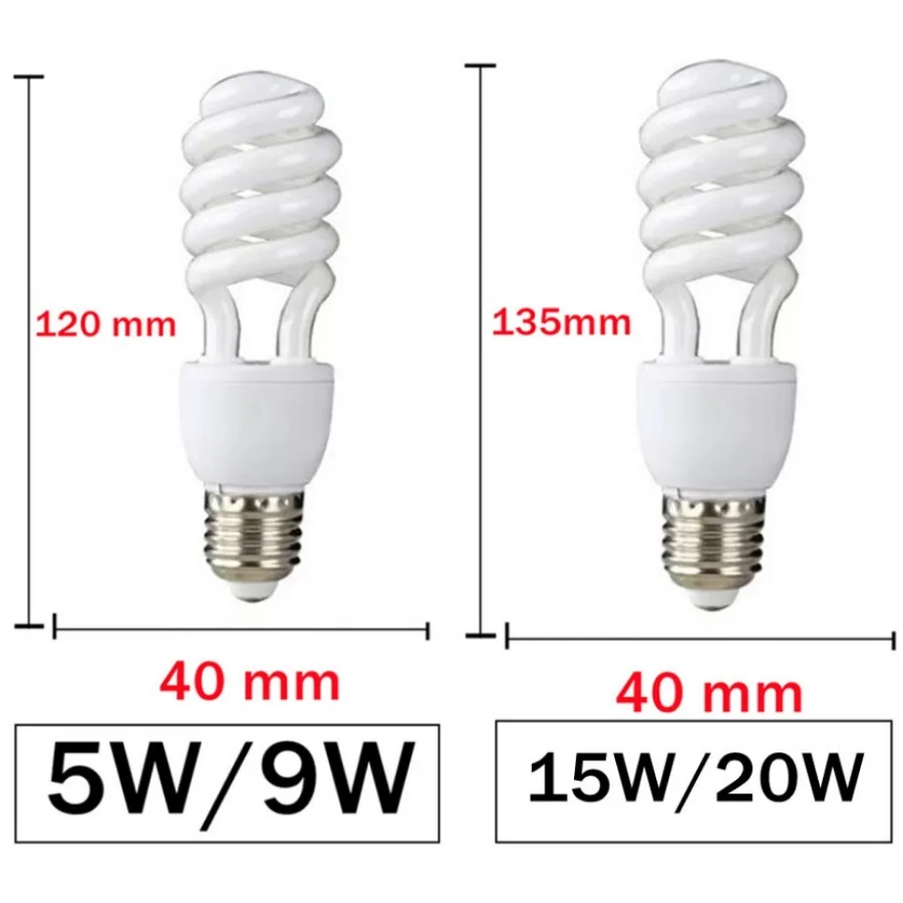 AC170-240V E27 5W/45W  high power spiral tube energy saving lamp Fluorescent light bulb tube Spiral Fluorescent Light Bulb