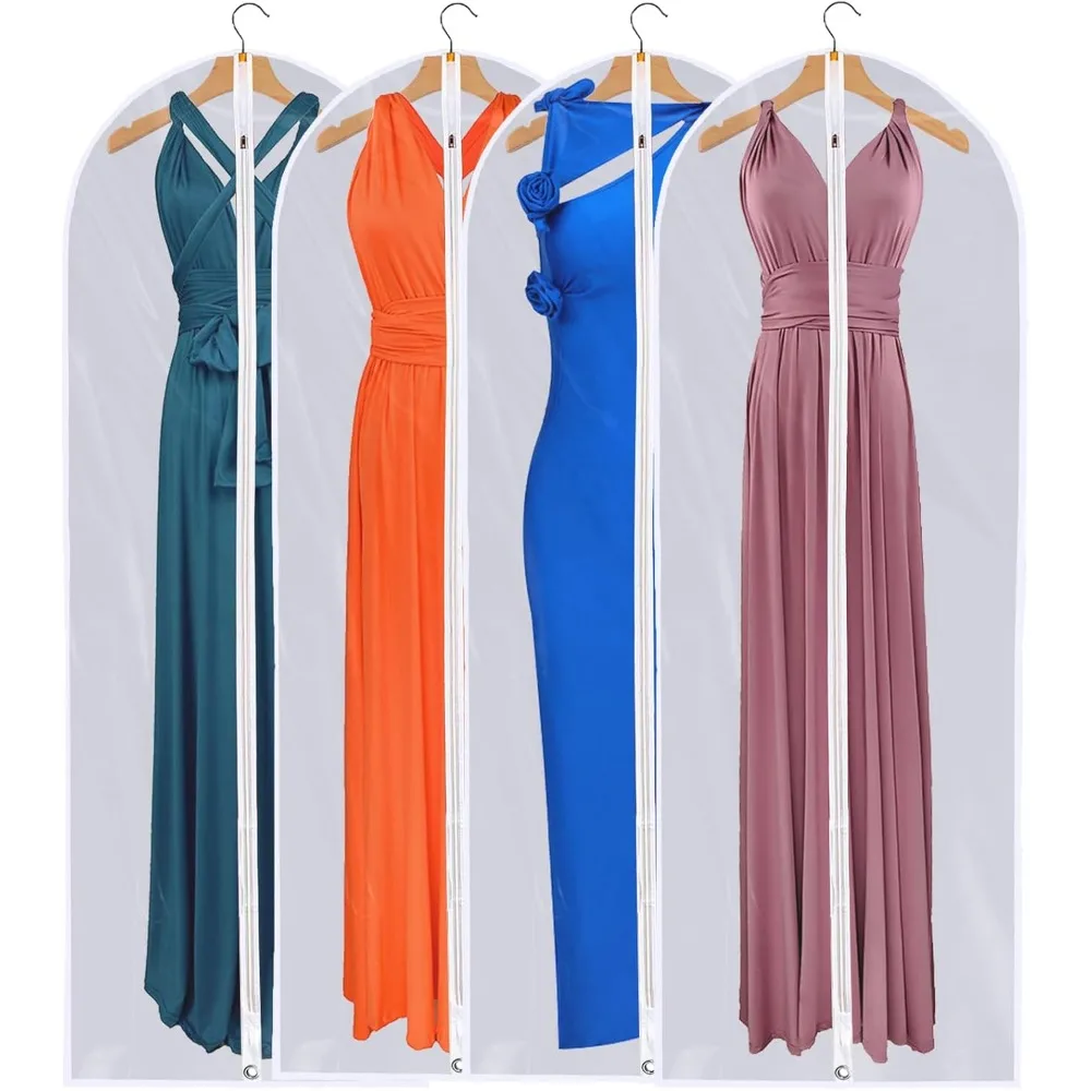 

Clear Foldable Garment Bags for Dresses, 65" Long, 4 Pack - Ideal for Closet Storage and Travel