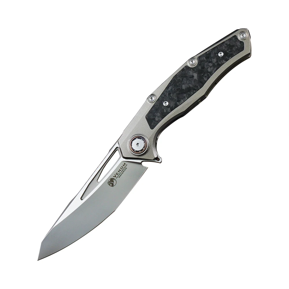 

VENOM Lone Ranger Folding Knife M390 Blade Titanium + Carbon Fiber Handle Outdoor Camping Rescue Fruit EDC Tool