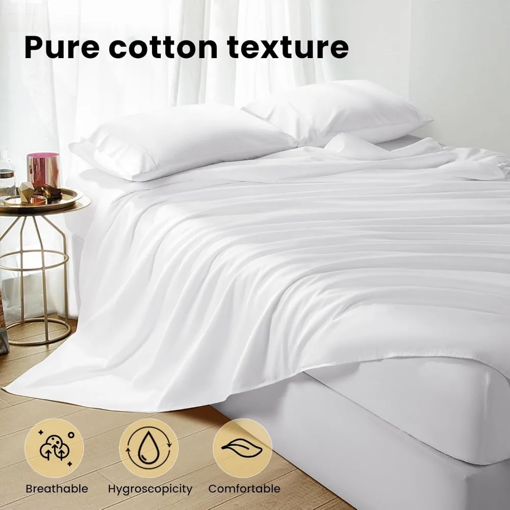 100% Egyptian Cotton 1200 Thread Count Queen Size Sheets Set,Bed Sheet 4 Piece Sets,16 inches Deep Pocket,All Season