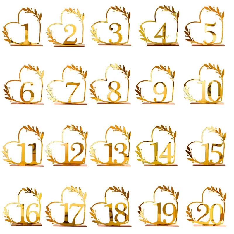 Golden Acrylic Three-dimensional Number Card Party Restaurant Table Number Card Plastic Mark Decoration Fashion Table Table Card