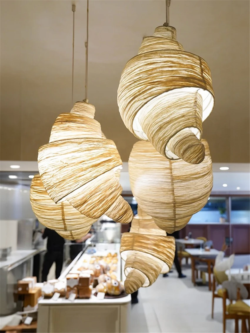 Imagem -05 - Croissant Shape Fabric Pendant Lamps Indoor Pendant Lights Restaurante Bar Hotel Decoração de Personalidade Padaria Criativo Nórdico