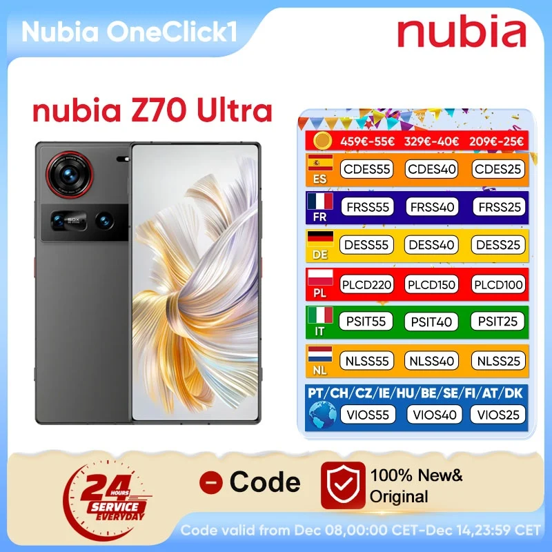 nubia Z70 Ultra 5G Smartphone Global Version Snapdragon 8 Elite 6.85'' 144Hz OLED Display 6150mAh Battery 64MP Camera Android 15