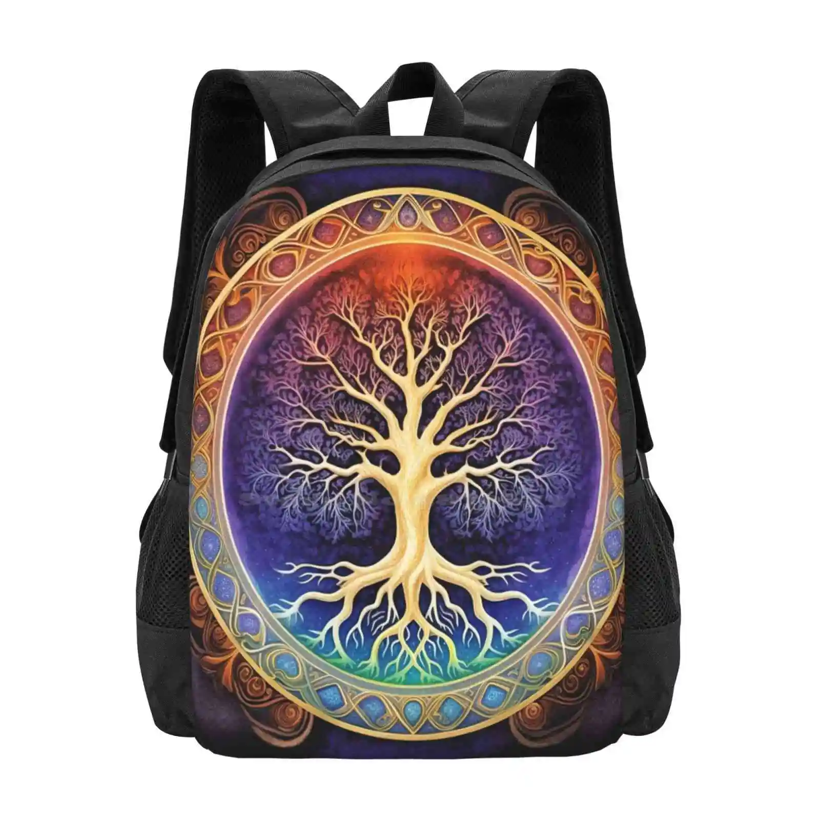 Tree Of Life, Chakra Tree Hot Sale Schoolbag Backpack Fashion Bags Tree Of Life Chakra Tree Esoteric Roots Universe Space