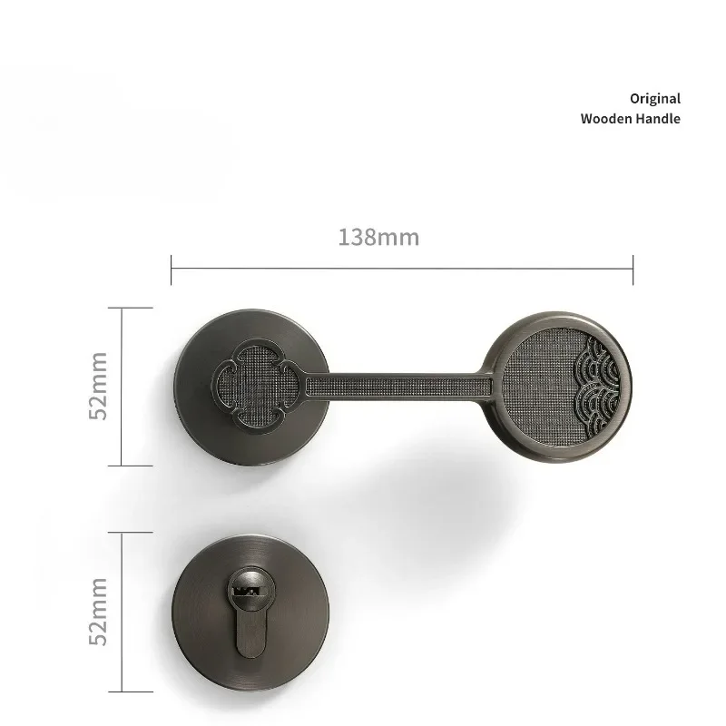 Chinese Retro Bedroom Door Lock Creative Water Ripple Office Universal Magnetic/silent Door Lock