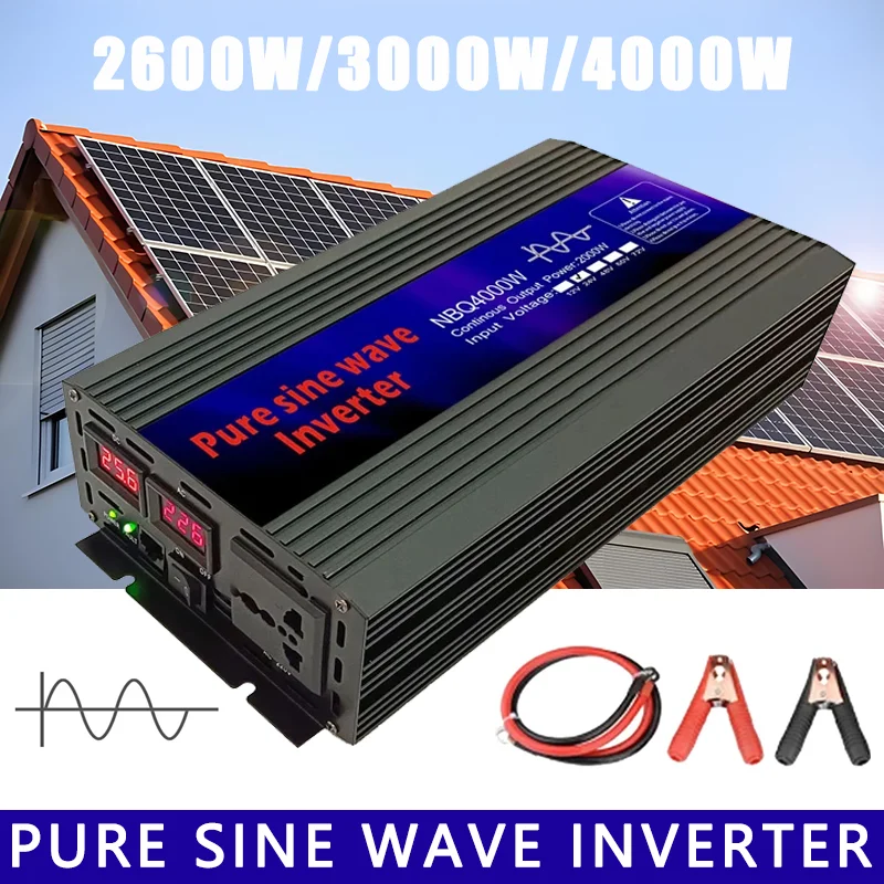 

Pure Sine Wave Power Inverter Transformer Charger Converter for Home RV 3000W 4000W DC 12V 24V 48V 60V to AC 220V 50Hz