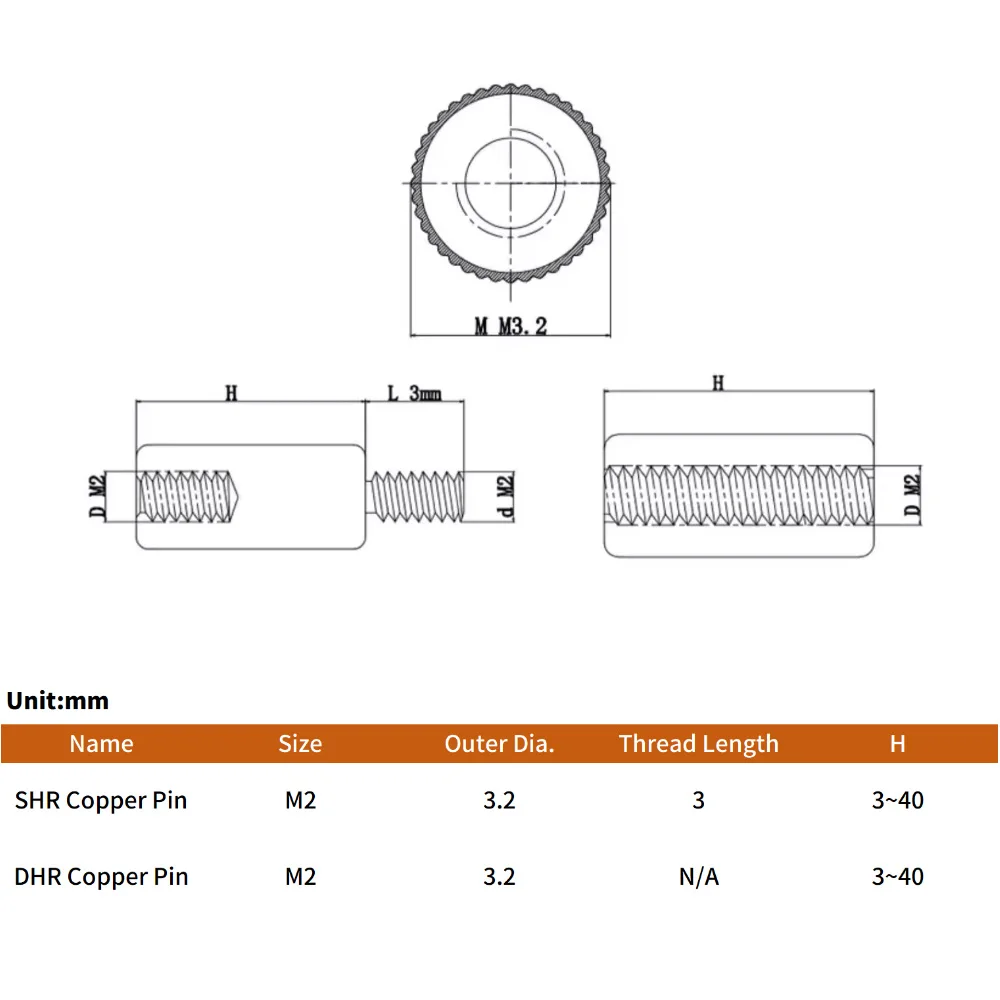 

50pcs/lot Round Brass Standoffs Double Pass Single End Threaded Pillars For Camera Security Equipment M2