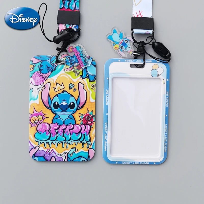 Anime Stitch Card Cover Kawaii Cartoon Stitch Students Campus Card Case Neck Strap Lanyard ID Card Holder Party DIY Decorations