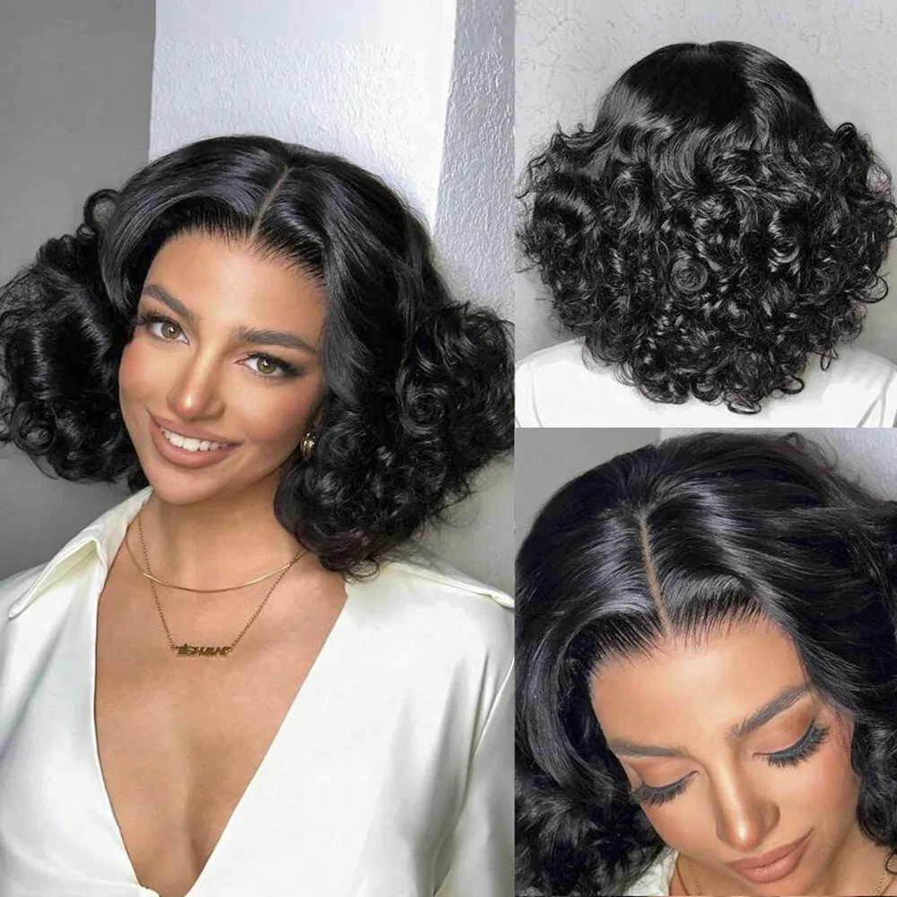 

Short Bob Loose Wave Wigs Human Hair 13*5*2 Lace Frontal Wigs Human Hair Body Wave Human Hair Wigs for Women Pre Plucked Black