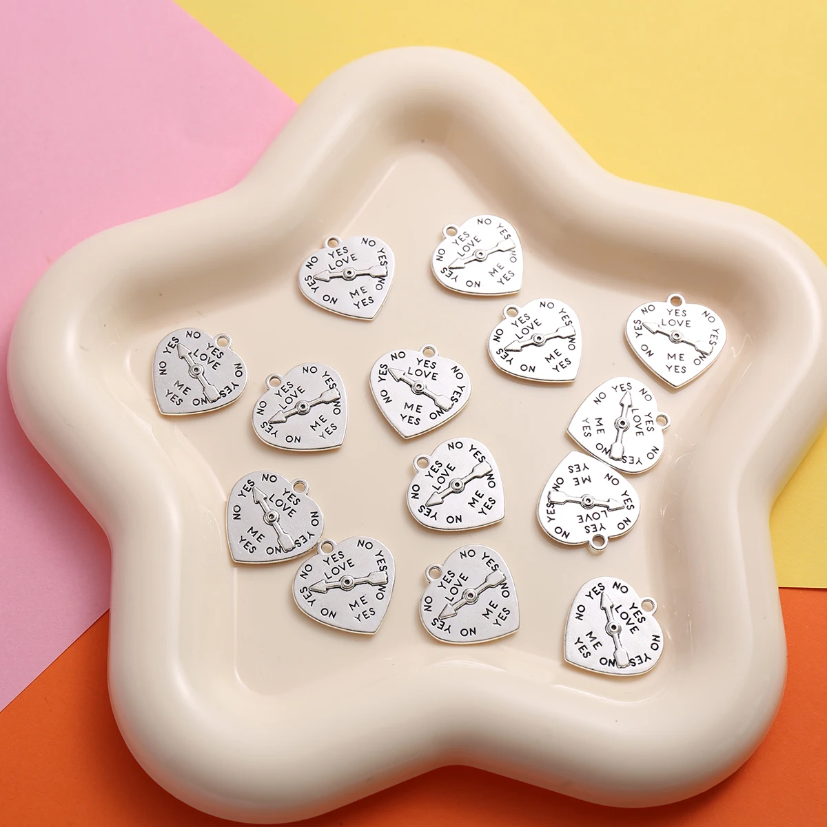 8-Piece Set of Love-Themed Accessories, Vintage English Heart Pendants, Suitable for DIY Bracelets, Necklaces, and Earrings, Handmade DIY Jewelry Components - view 5