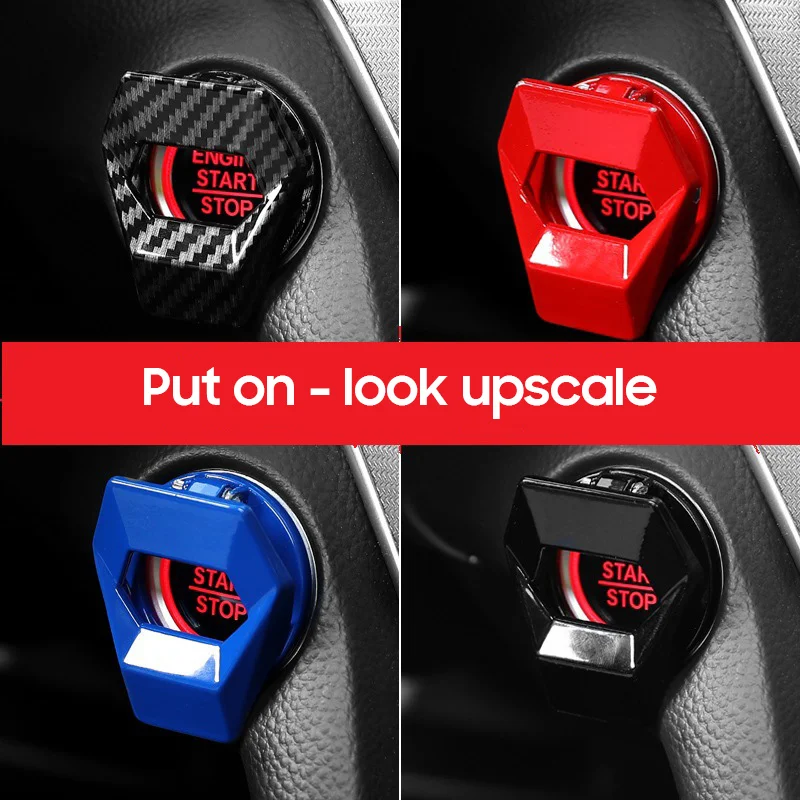 

Car Interior One-Key Start Ignition Engine Stop Push Switch Button Protective Cover Decoration Sticker Accessories